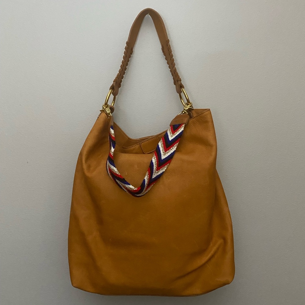 Mark & Graham Tan Shoulder Bag with Chevron Accent
